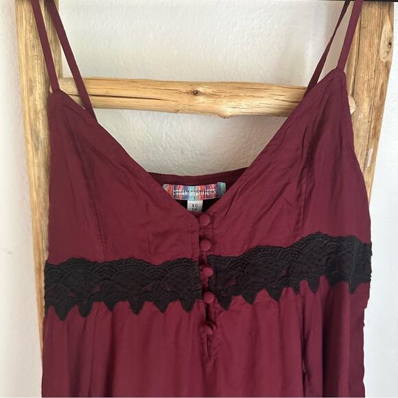 Urban Outfitters Maroon Lace Button Up Baby Doll Dress - Picture 4 of 9